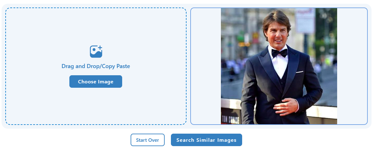 Sample photo of a man in a tuxedo, uploaded as an example for reverse image search