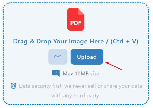 Upload screen showing how to convert PDF to Word on mobile by uploading a PDF file or dragging it into the online converter tool